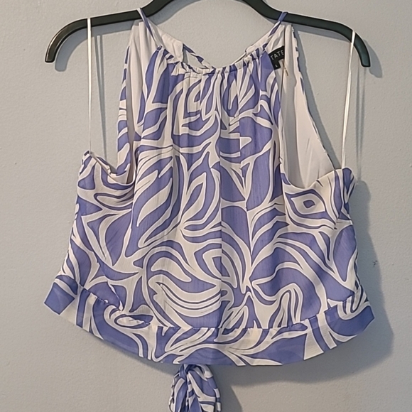 1. State 2pc Halter Tie Back Top & Ruffle Tiered Skirt Blue White Floral Wmns L - Picture 2 of 15